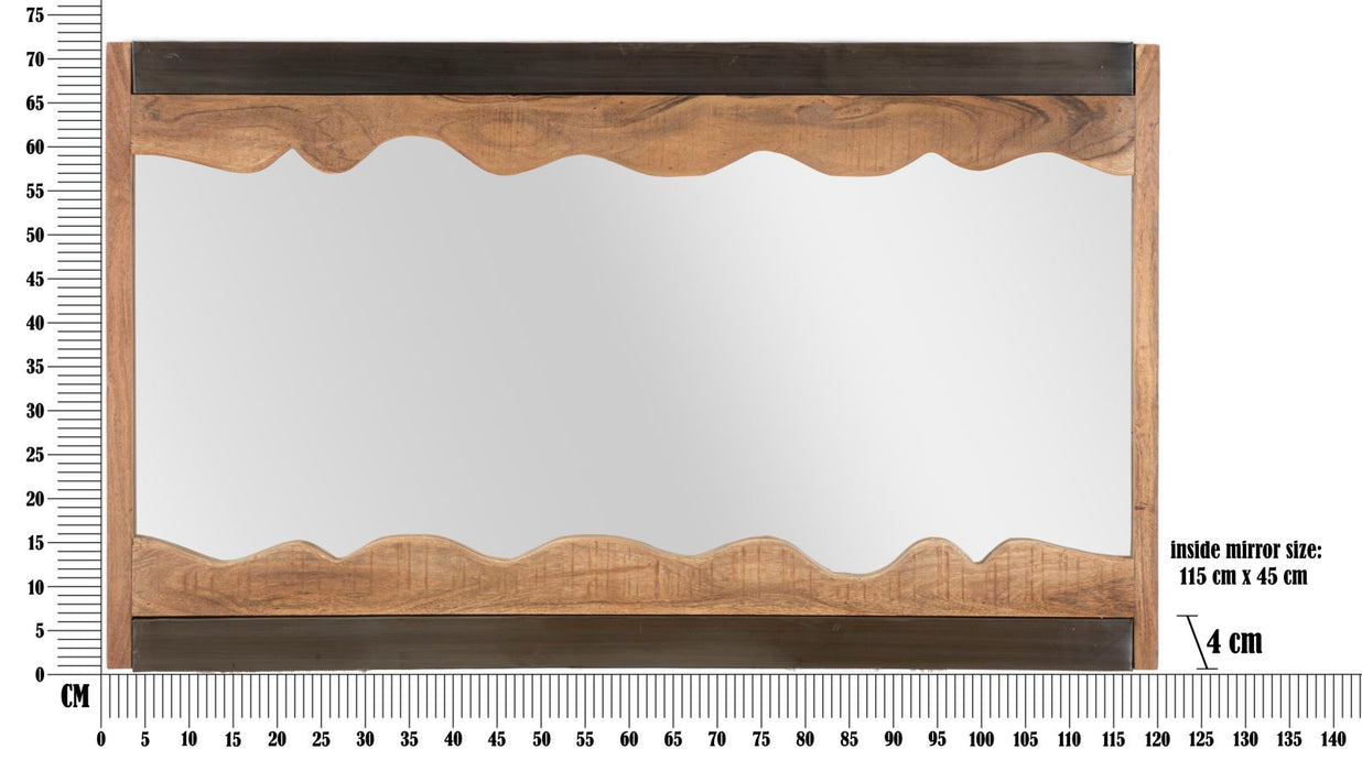 Specchio rettangolare in legno di acacia nilotica Yellowstone cm 120x4x72