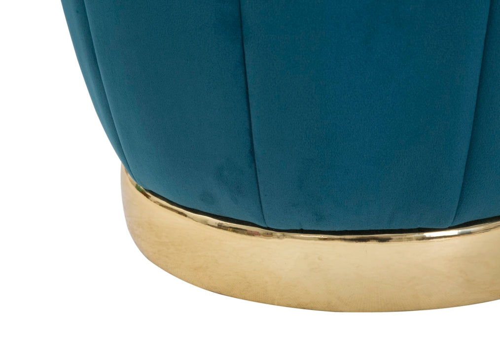 Pouf Contenitore Paris in Velluto Ottanio e Oro - Ø 43x43 cm