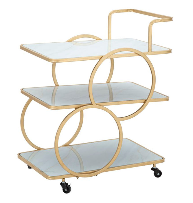 Carrello Elegante in Vetro Simil Marmo 64x46x79 cm