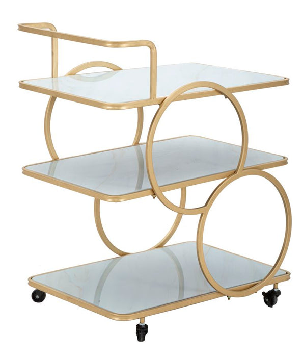 Carrello Elegante in Vetro Simil Marmo 64x46x79 cm