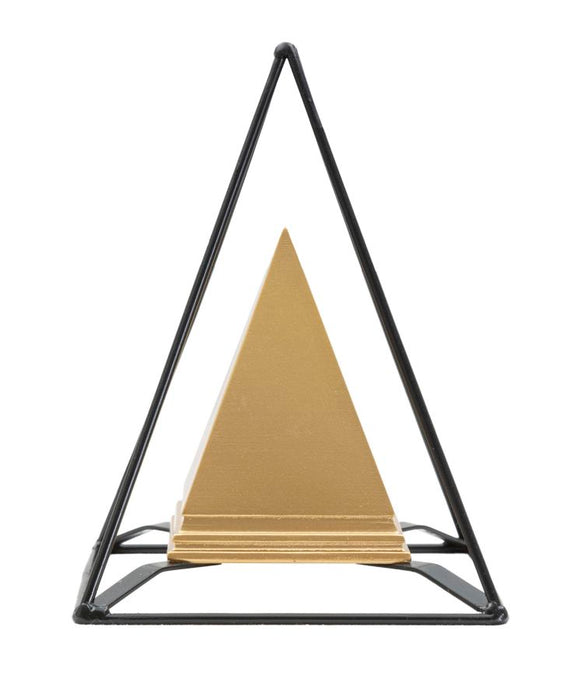 Piramide dorata con supporto in ferro 15x15x21 cm