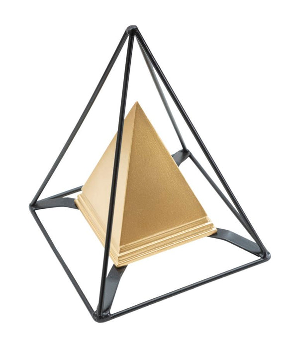 Piramide dorata con supporto in ferro 15x15x21 cm