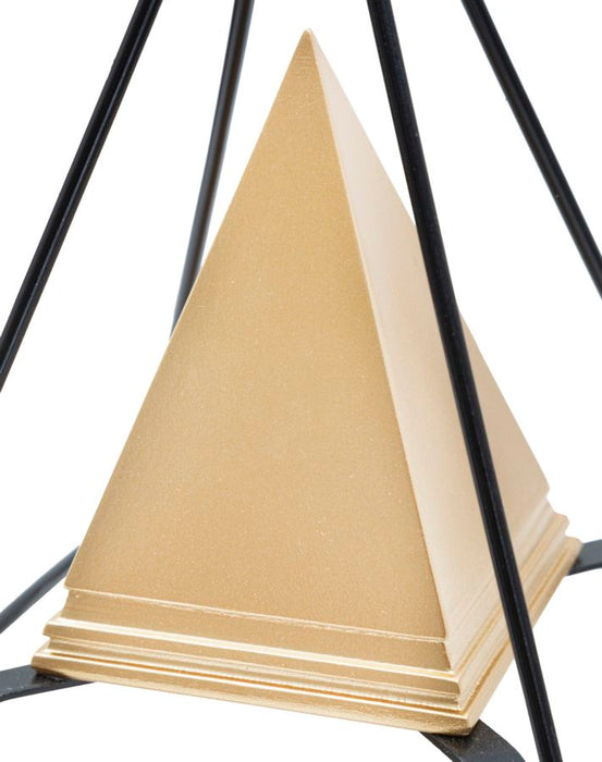 Piramide dorata con supporto in ferro 15x15x21 cm