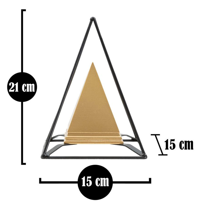 Piramide dorata con supporto in ferro 15x15x21 cm