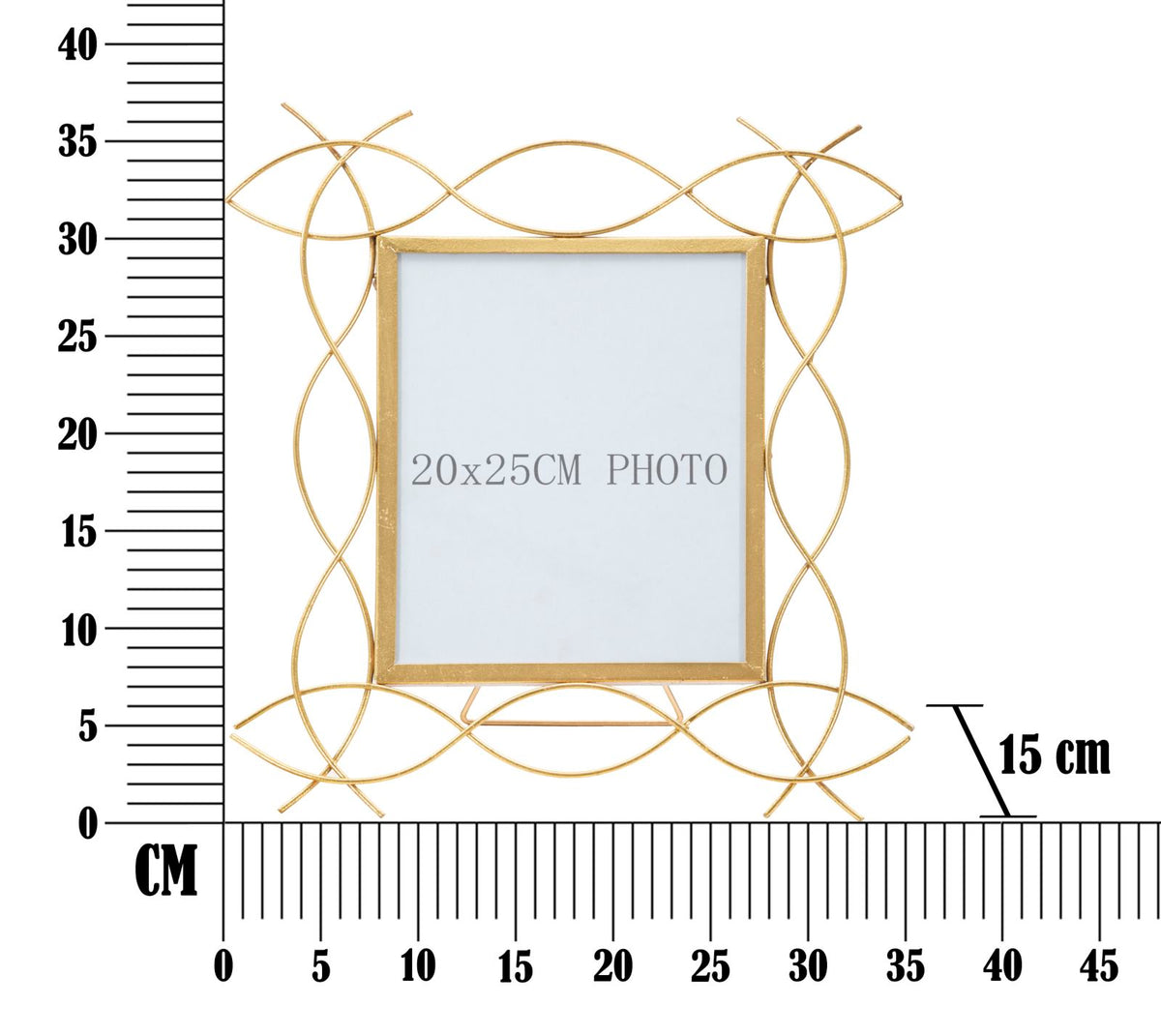 Cornice Glam in Metallo Dorato 35,5x1,5x37 cm (Misura Interna 20x25 cm)