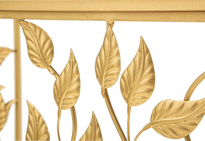 Console Elegante in Metallo Dorato con Piano in Vetro Specchiato 120x40x80 cm