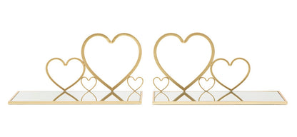 Mensole da Parete Hearts in Metallo Dorato - Coppia Elegante 41,5x18x21 cm