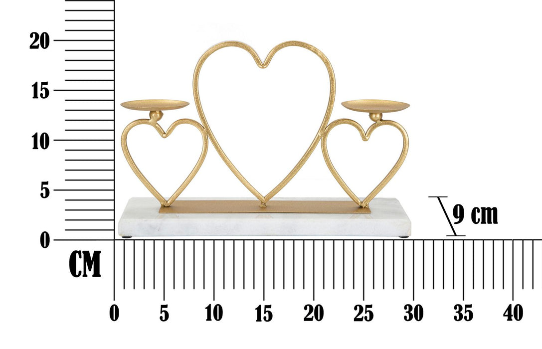 Portacandele in Metallo a Forma di Cuore 30x9x20 cm