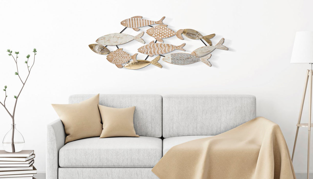 Pannello Decorativo 3D in Metallo Fishy cm 118x5,7x46,4