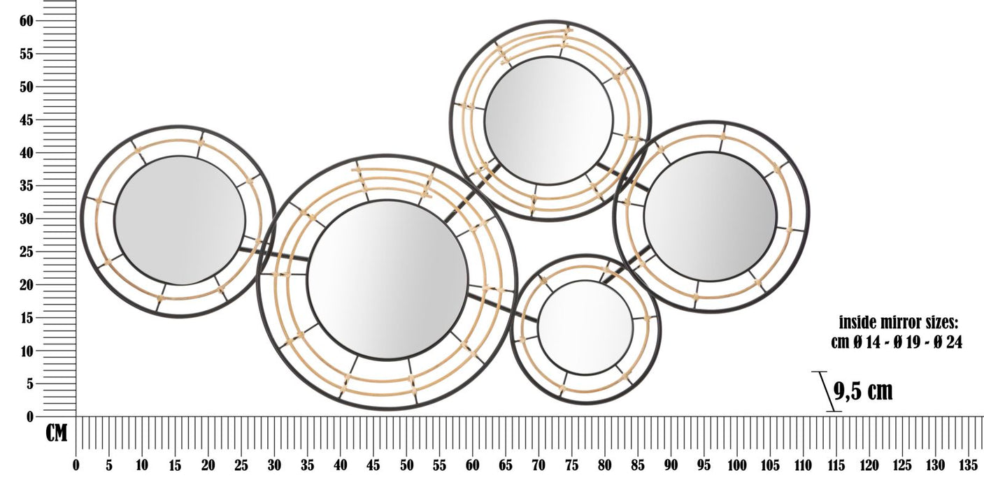 Pannello Decorativo in Ferro con Specchi Oporto 111x9,5x59 cm