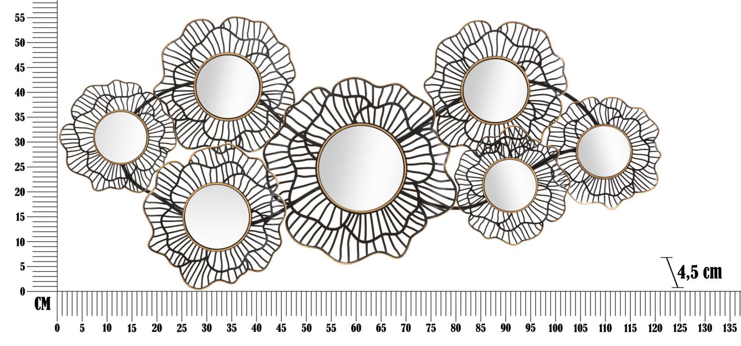 Pannello Decorativo in Ferro Osaka con Specchi 121x5x56 cm