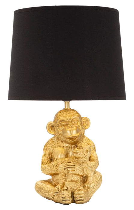 Lampada da tavolo Monkey Mum con design creativo e paralume in tessuto nero cm ø 30x49