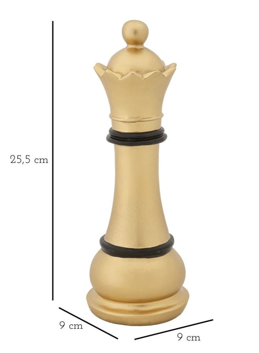 Scultura Regina in Oro e Nero Ø 9x25,5 cm