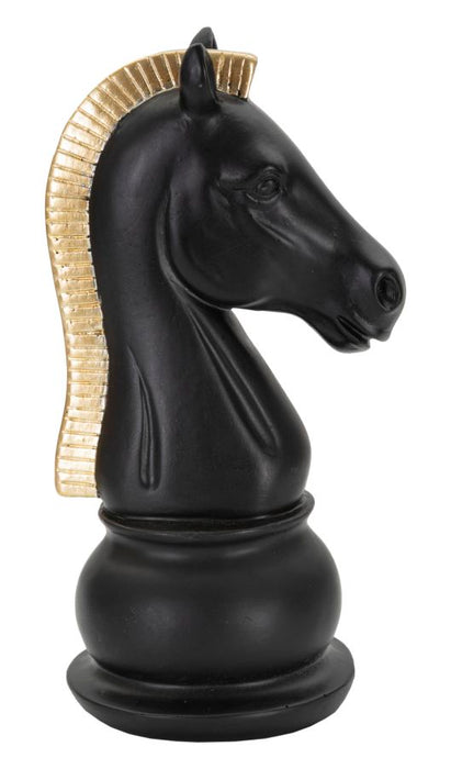 Scultura Elegante Cavallo Nero e Oro 10,5x8,5x19 cm