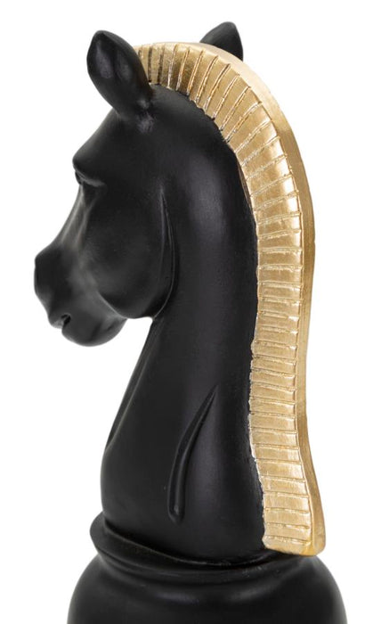 Scultura Elegante Cavallo Nero e Oro 10,5x8,5x19 cm