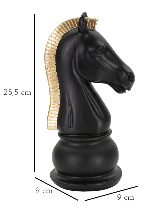 Scultura Elegante Cavallo Nero e Oro 10,5x8,5x19 cm