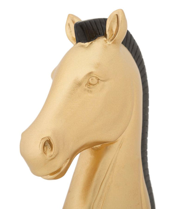 Scultura Cavallo in Oro e Nero - 10,5 x 8,5 x 19 cm