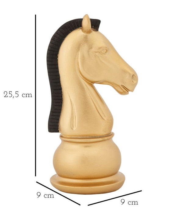 Scultura Cavallo in Oro e Nero - 10,5 x 8,5 x 19 cm