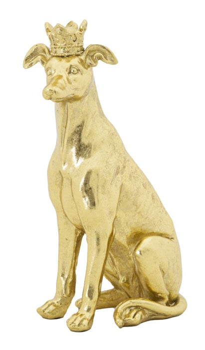 Statuetta di Cane con Corona Dorata 20x12,5x33 cm