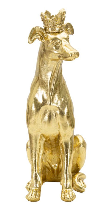 Statuetta di Cane con Corona Dorata 20x12,5x33 cm