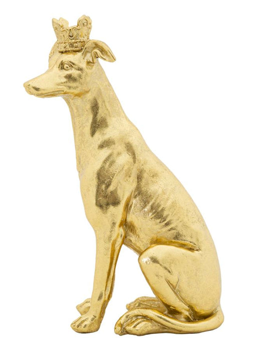 Statuetta di Cane con Corona Dorata 20x12,5x33 cm