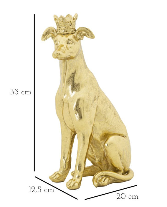 Statuetta di Cane con Corona Dorata 20x12,5x33 cm