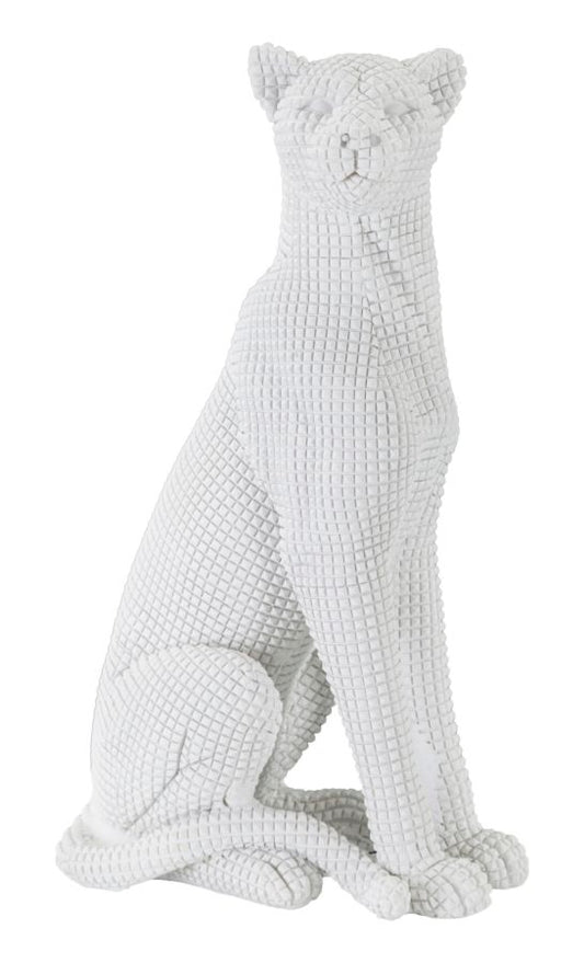 Leopardo Bianco Seduto - Eleganza in Miniatura 15x10x27 cm