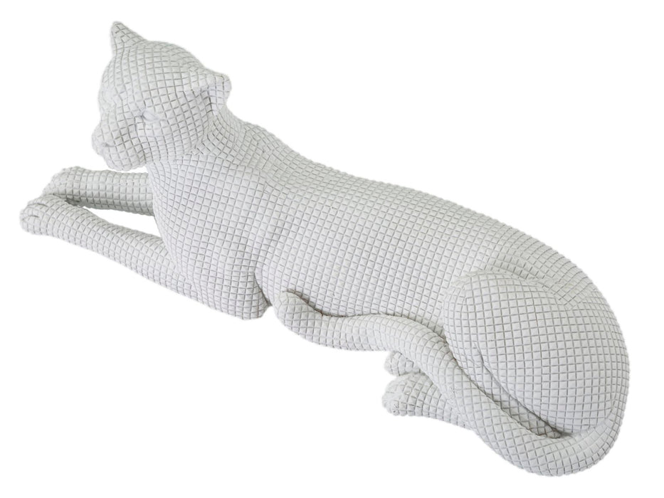 Leopardo Elegante Sdraiato Bianco 38x12,5x15,3 cm