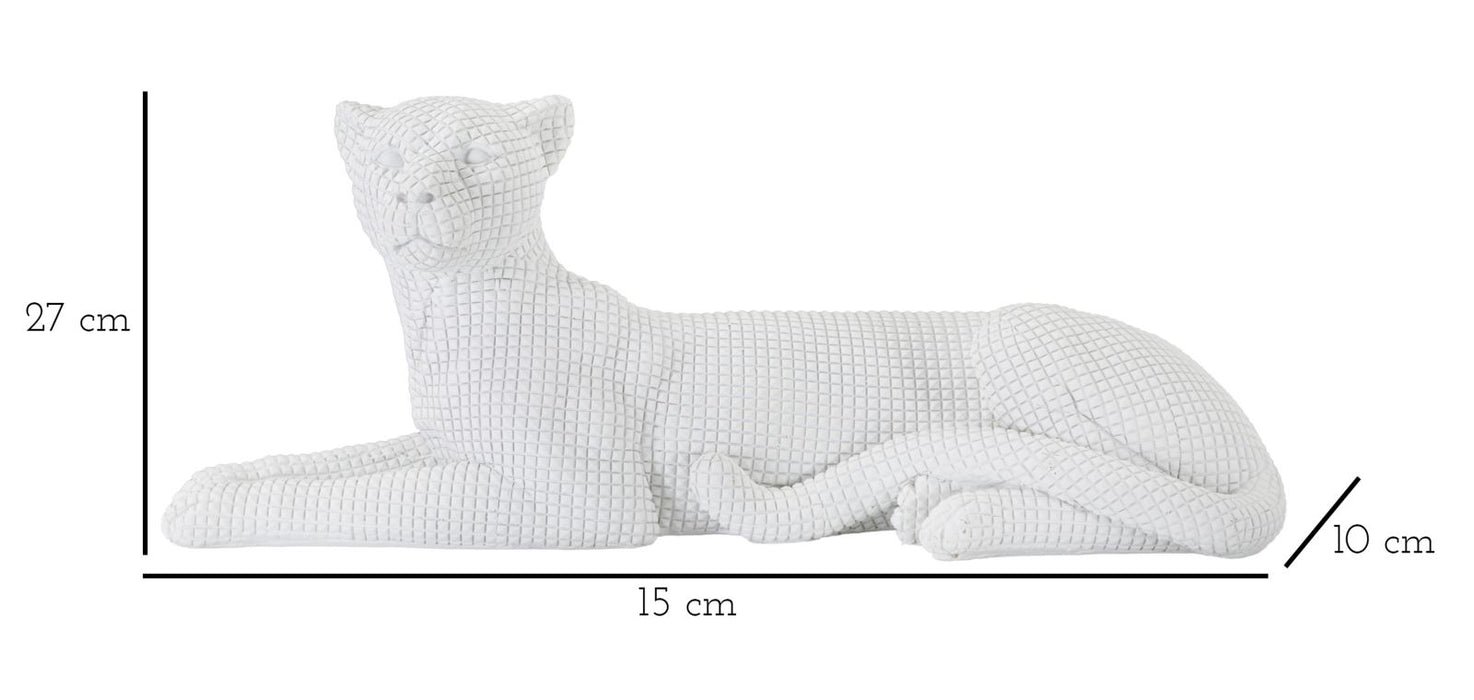 Leopardo Elegante Sdraiato Bianco 38x12,5x15,3 cm