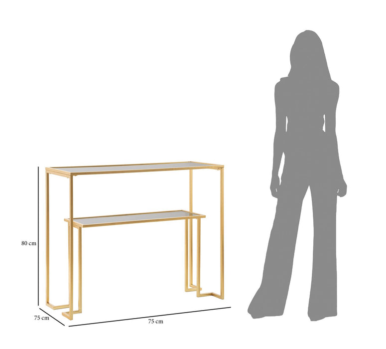 Console elegante in metallo dorato cm 100x35x80