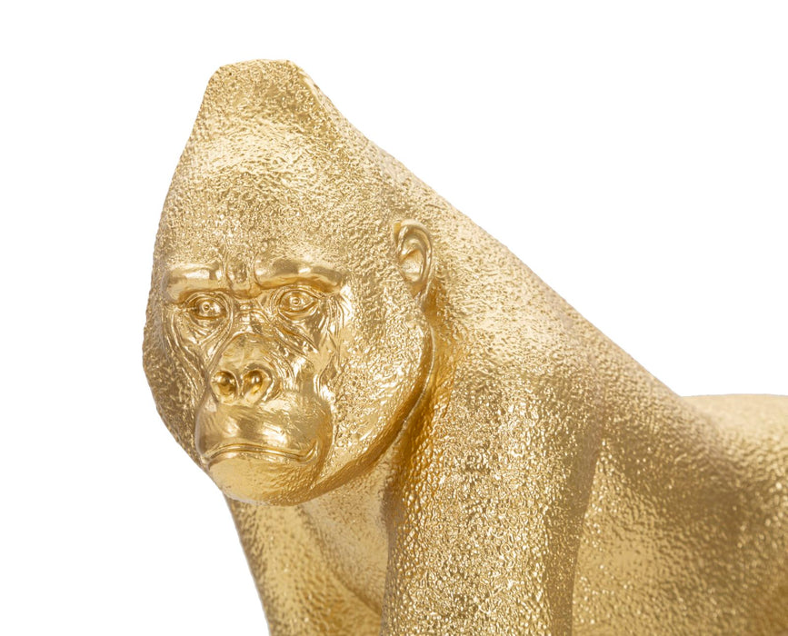 Statua Decorativa di Gorilla in Finitura Dorata - 29,7x11,5x21,8 cm