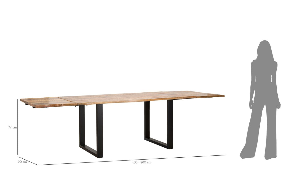 Tavolo da Pranzo Estensibile Edge in Legno di Mango 180x90x77 cm