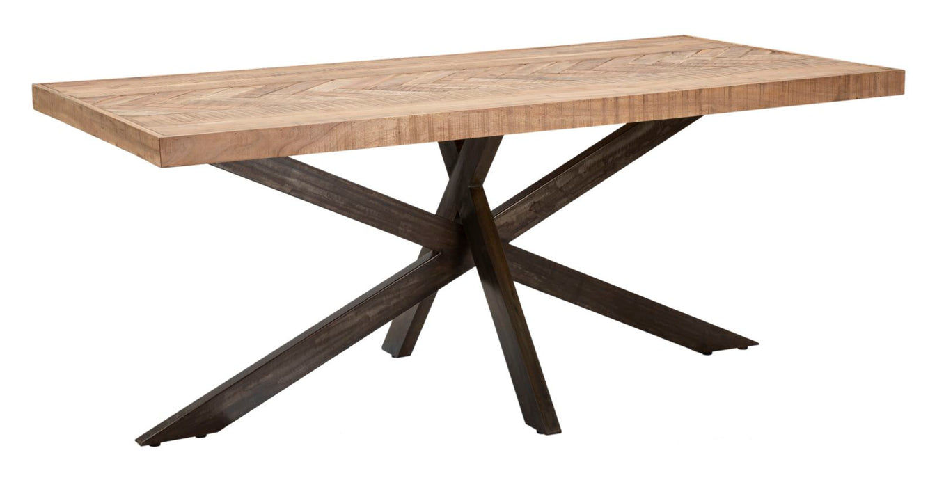 Tavolo da pranzo in legno di acacia nicolitica 180x90 cm con gambe in metallo design industriale