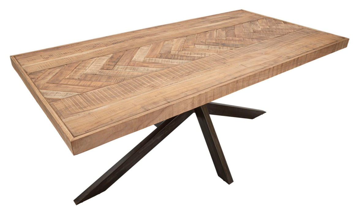 Tavolo da pranzo in legno di acacia nicolitica 180x90 cm con gambe in metallo design industriale