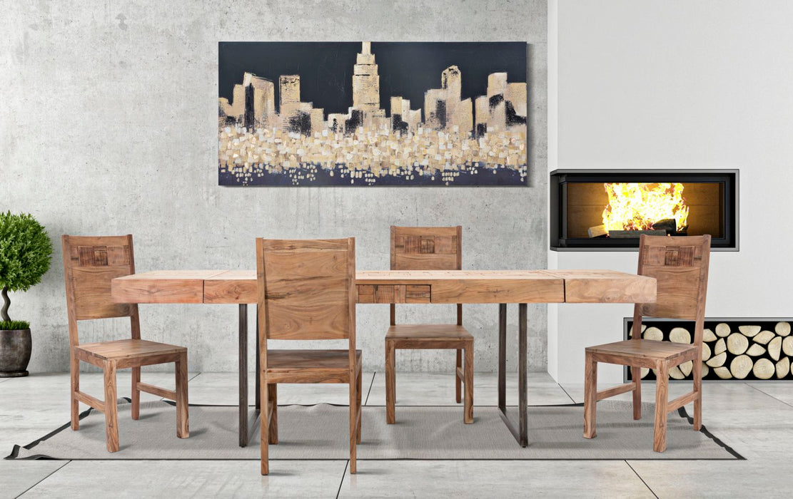 Tavolo da Pranzo Allungabile Mumbai in Legno di Acacia Nicolitica 160x90 cm