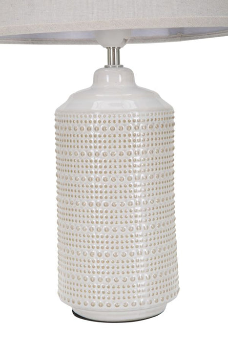 Lampada da Tavolo Elegante in Ceramica con Paralume Bianco 28x47 cm