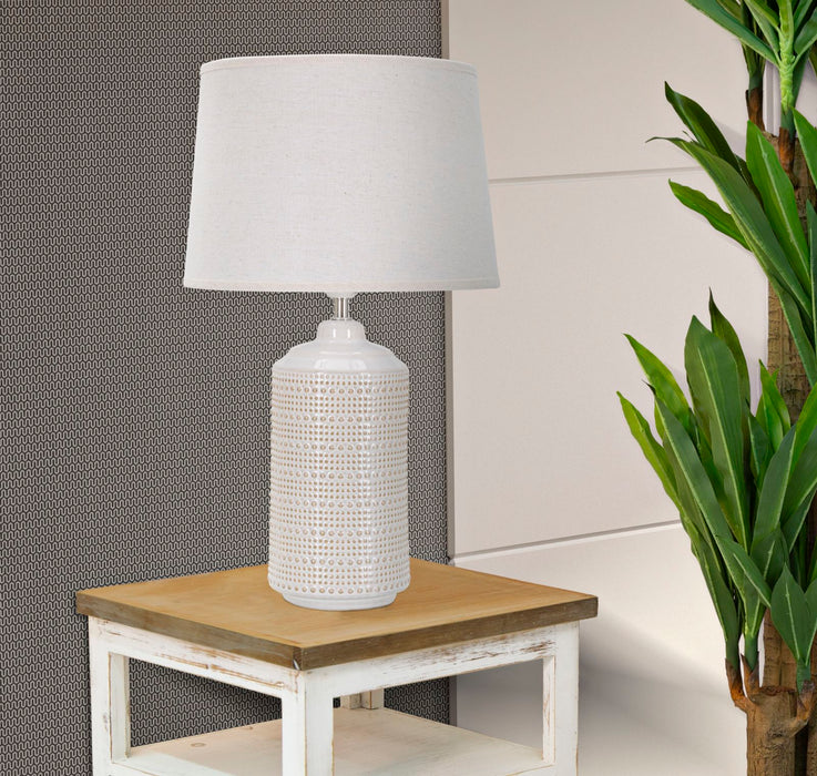 Lampada da Tavolo Elegante in Ceramica con Paralume Bianco 28x47 cm