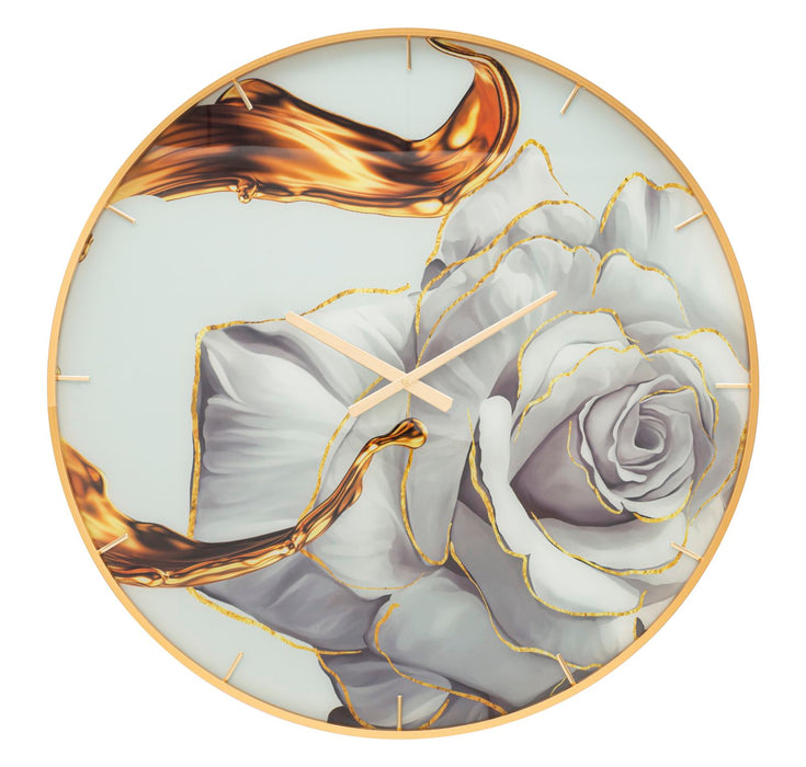 Orologio Elegante con Rosa in Vetro cm ø 80x5