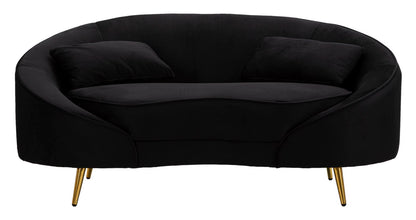 Divano compatto Oslo 2 posti con cuscini neri cm 148x84x68