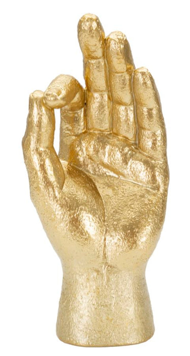 Statua Mano Ok in Oro - Decorazione Elegante 10x7x22,5 cm