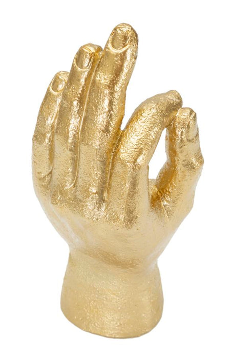 Statua Mano Ok in Oro - Decorazione Elegante 10x7x22,5 cm