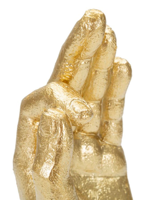 Statua Mano Ok in Oro - Decorazione Elegante 10x7x22,5 cm