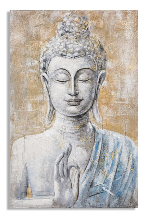 Raffinato Dipinto su Tela con Volto di Buddha - cm 80x3x120