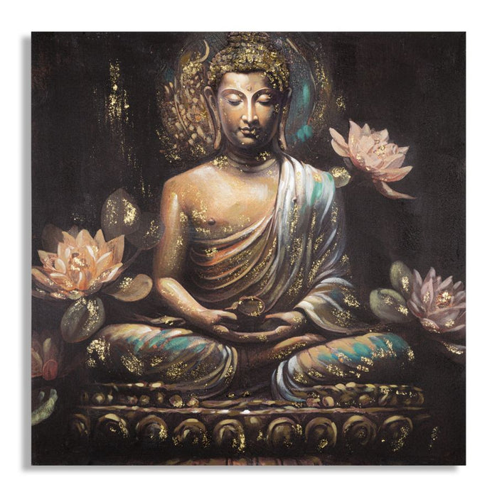 Quadro su Tela con Buddha in Meditazione - cm 100x3x100