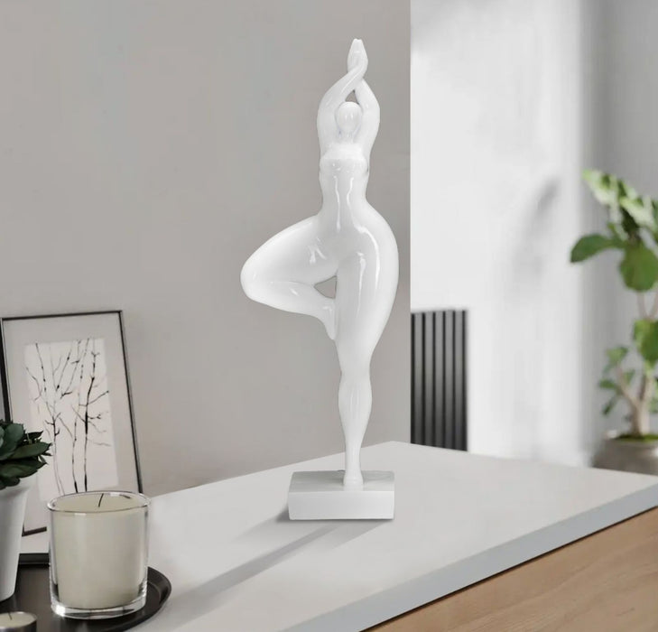 Statua Elegante di Donna in Posizione Yoga 16x9x45,8 cm