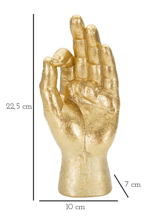 Statua Mano Ok in Oro - Decorazione Elegante 10x7x22,5 cm