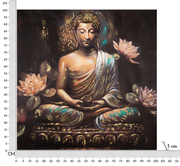 Quadro su Tela con Buddha in Meditazione - cm 100x3x100