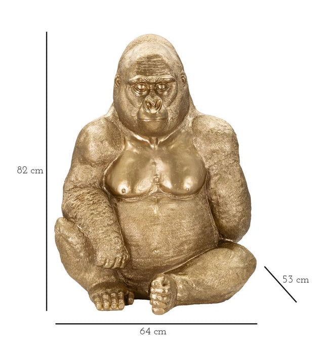 Statua Gorilla Dorato 64x53x82 cm