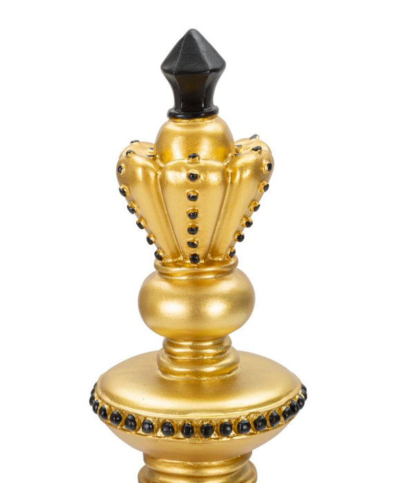 Re degli Scacchi in Oro e Nero - Scultura Elegante cm Ø 11x32,5