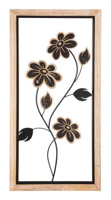 Pannello Decorativo 3D in Ferro e Legno Girish - cm 30x2,5x60